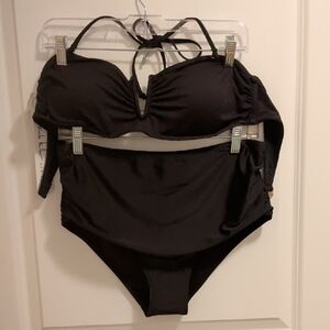 Nicole Miller Black High-Waist Bandeau Bikini Set